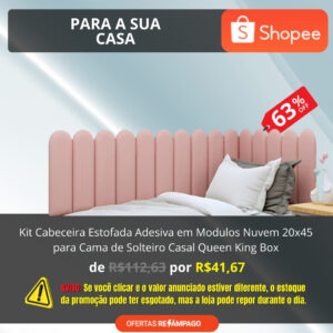 Kit Cabeceira Estofada Adesiva em Modulos Nuvem 20x45 para Cama de Solteiro Casal Queen King Box