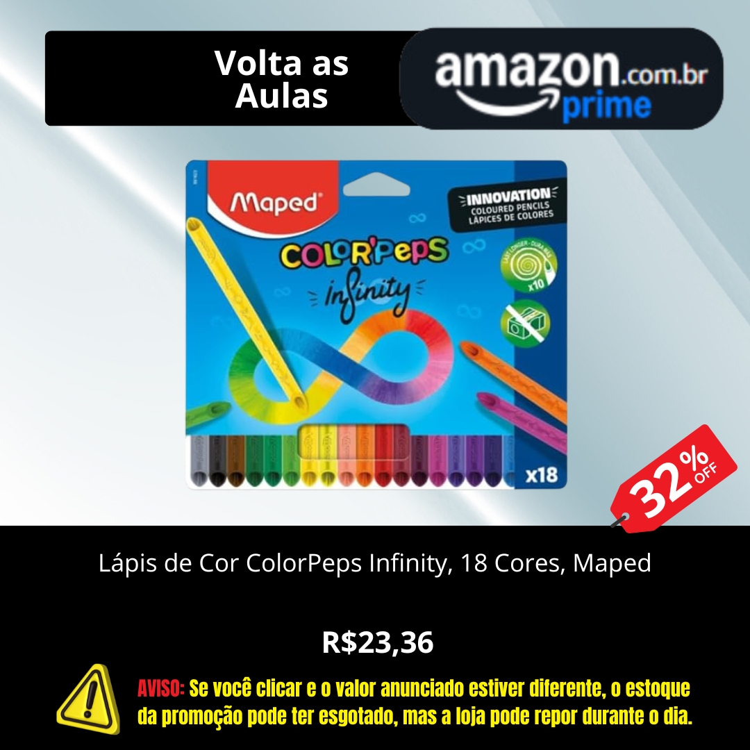Lápis de Cor ColorPeps Infinity, 18 Cores, Maped