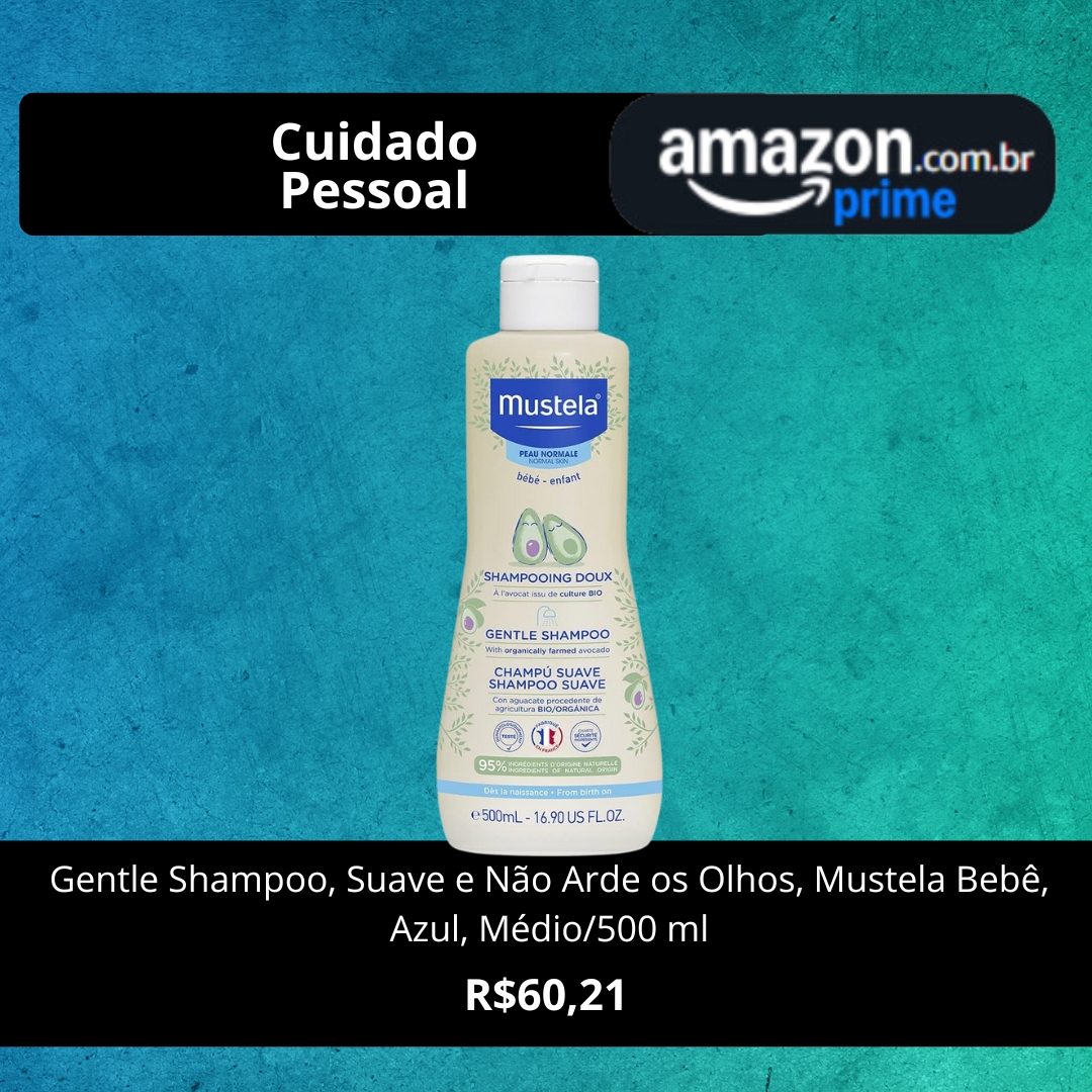 Gentle Shampoo, Suave e Não Arde os Olhos, Mustela Bebê, Azul, Médio/500 ml Cuidado Pessoal