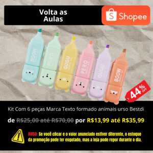 Kit Com 6 peças Marca Texto formado animais urso Bestdi