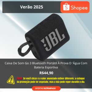 Caixa De Som Go 3 Bluetooth Portátil À Prova D 'Água Com Bateria Esportiva