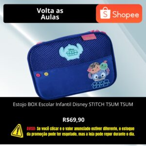 Estojo BOX Escolar Infantil Disney STITCH TSUM TSUM