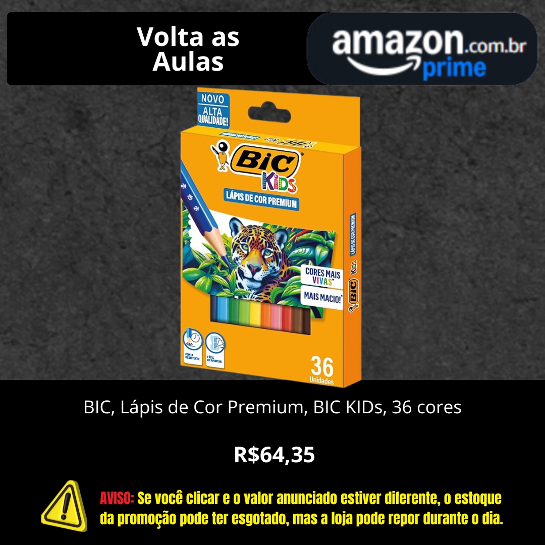 Lápis de Cor Premium BIC KIDs, 36 cores