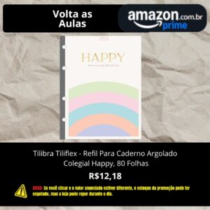 Tilibra Tiliflex - Refil Para Caderno Argolado Colegial Happy, 80 Folhas