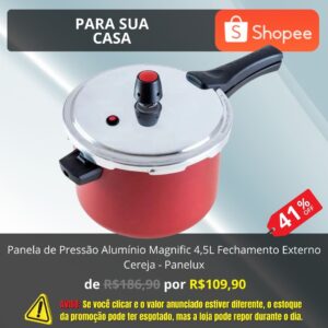 Panela de Pressão Alumínio Magnific 4,5L Fechamento Externo Cereja - Panelux