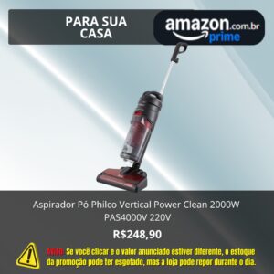 Aspirador Pó Philco Vertical Power Clean 2000W PAS4000V 220V