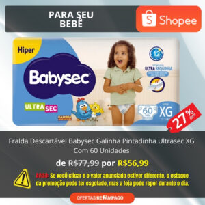Fralda Descartável Babysec Galinha Pintadinha Ultrasec XG Com 60 Unidades